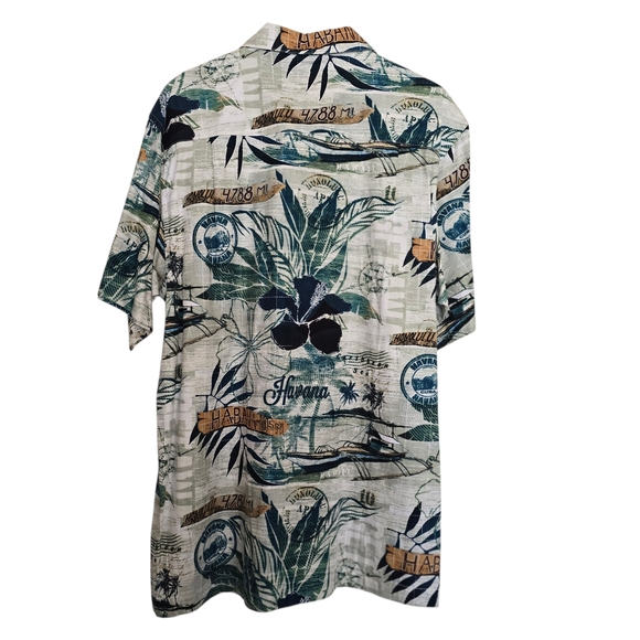 NWT Island Republic Men's Havana Honolulu Tropical Hawaiian Shirt Green … - Picture 2 of 9